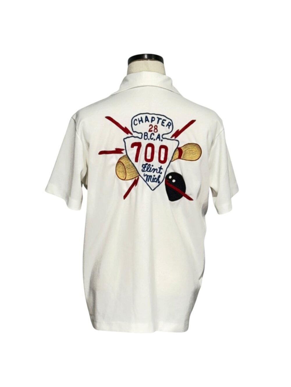 Vintage 70s Large Chain-Stitched Bowling Shirt "Doug" Embroidery